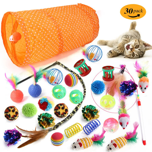 Kitten Toys Variety Pack-Pet Cat Toys Combination Set Toy Funny Cat Stick Sisal Mouse Bell Ball Cat Supplies